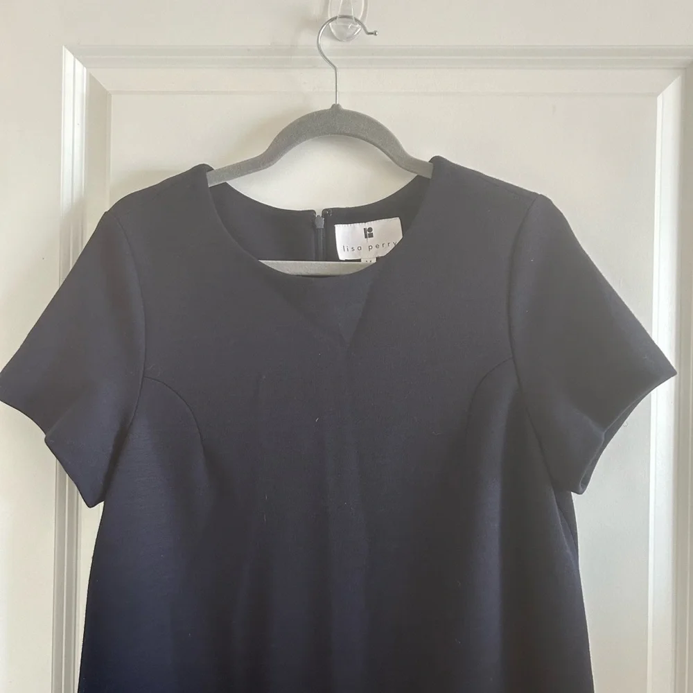 Lisa Perry Navy Wool Shirt Dress